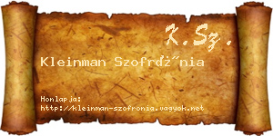 Kleinman Szofrónia névjegykártya